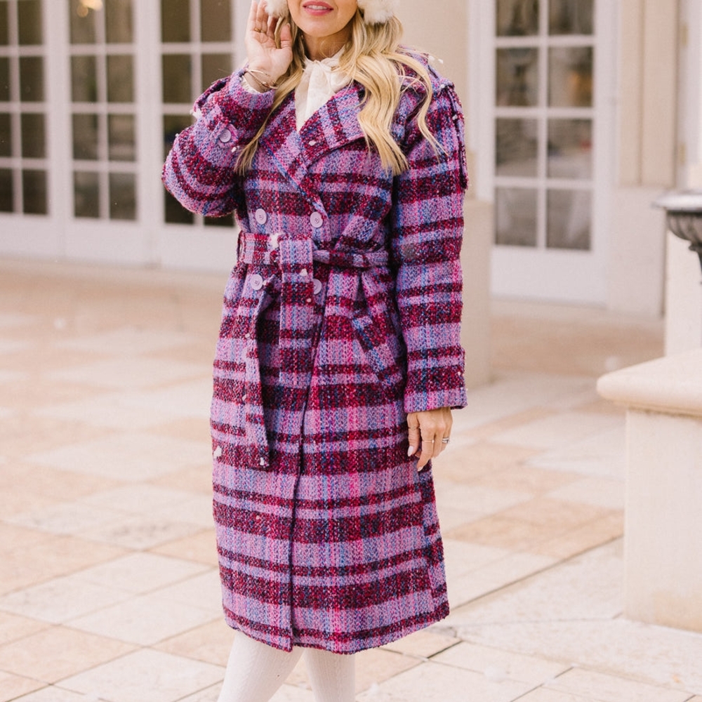 Ivy City Holly Plaid Coat In Violet 2X